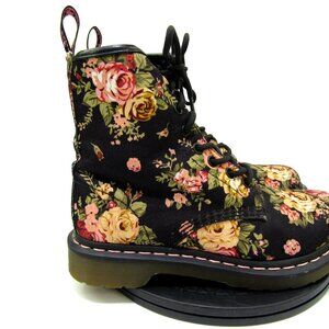Dr. Martens Floral Boots Womens US 7 Air Wair Lace Up Moto Punk Cottagecore